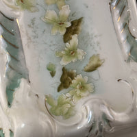 Thumbnail for Antique Porcelain butter dish Tureen Art Nouveau Floral Green Gilt Handle 9