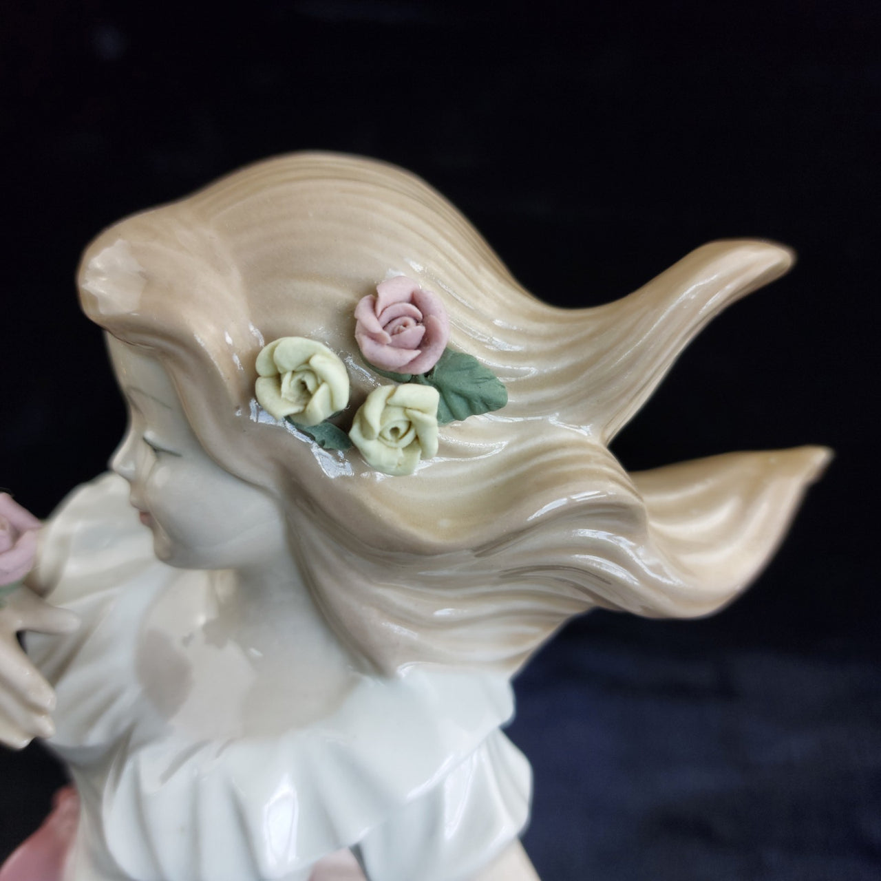 Tengra Porcelain beautiful large Girl Figurine Spain Pink Dress Flow 11" decor7