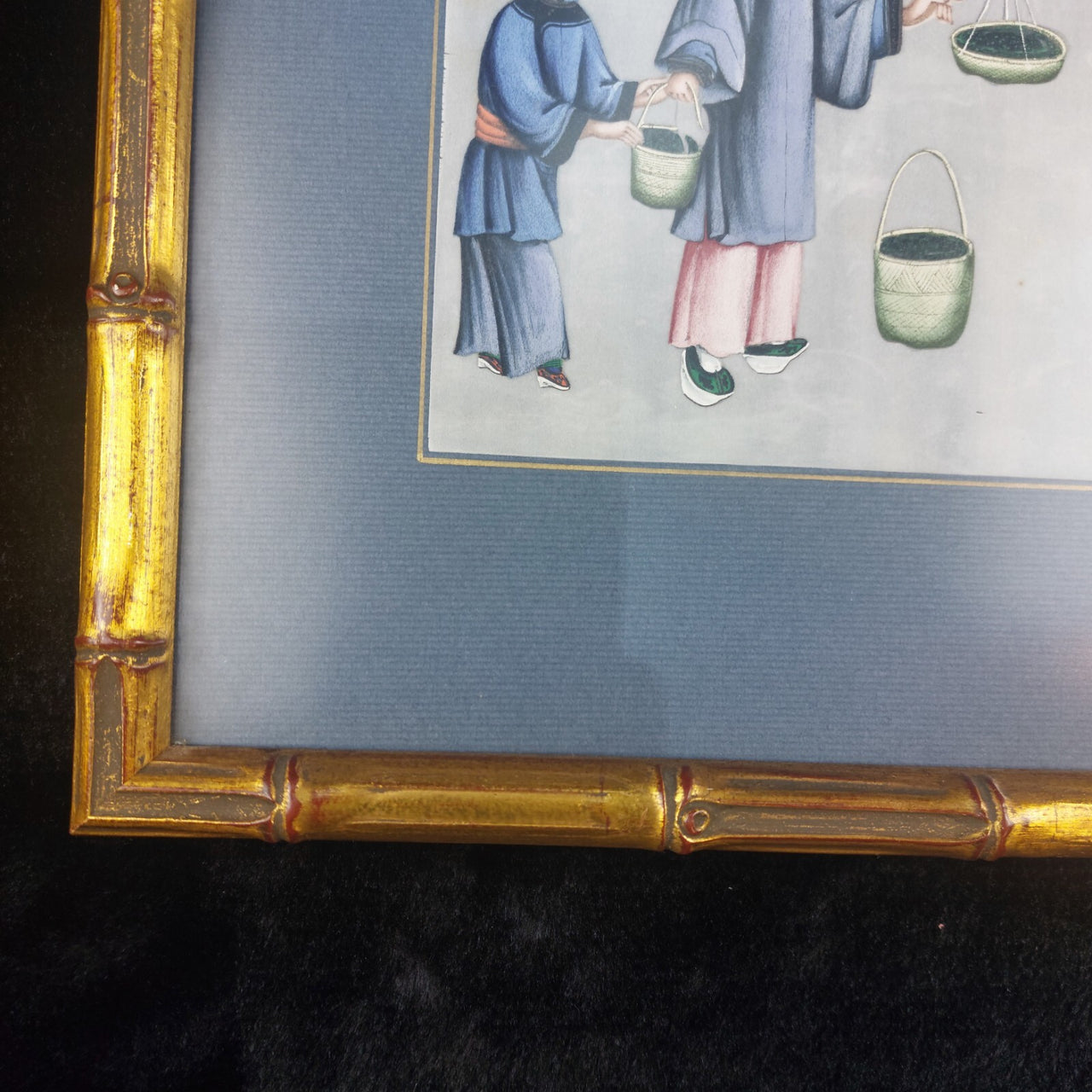19th Century Chinese School Artisan Cutting Timber Framed Painting Bodycolor6