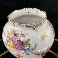 Thumbnail for 19th century antique Dresden Porcelain Vase Floral Tripod Legs 19th C Repaired6