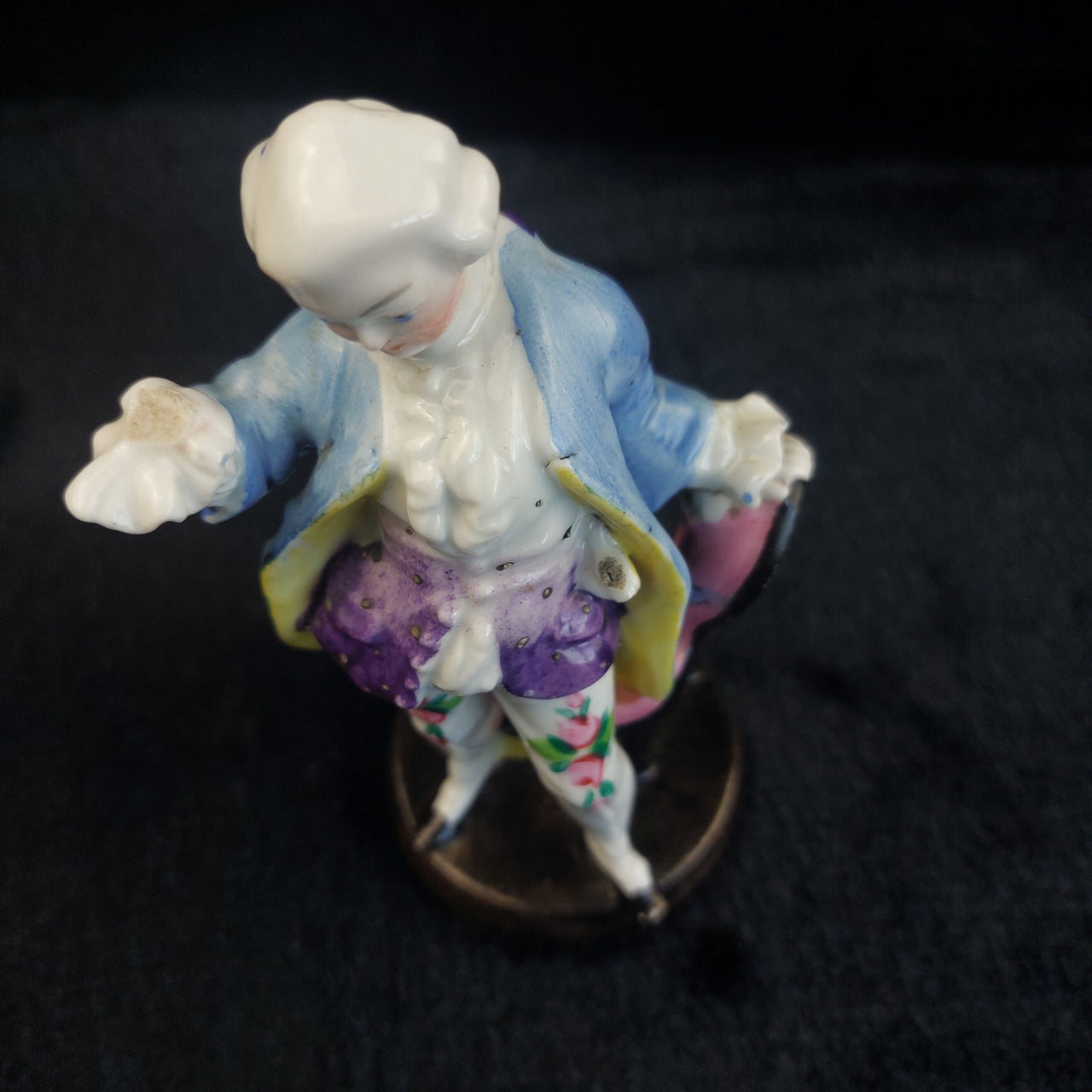Antique Rare Porcelain Figurine Man in Floral Pants, Marked, see the pics Blue1