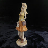 Thumbnail for Resin Girl Figurine with Purse & Dress –Blonde Vintage Style Statue  10