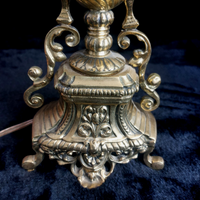 Thumbnail for Stunning French Brass Table Lamp Ornate Rococo Base, Working, 18in Tall Heavy2