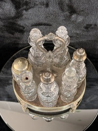 Thumbnail for Antique Silver-Plated & Cut Glass Cruet Set SixBottle Castor with Stand Victoria18