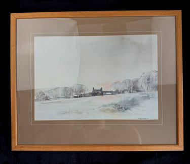 Rustic Charm: An Original Michael Salthill Watercolor Landscape Paper Print.0