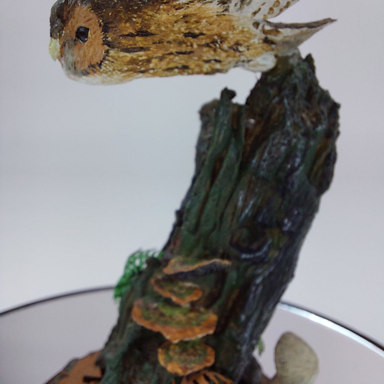 Merlin Collection Owl Figurine on Tree Decorative Stump Collectible Statue Art d15