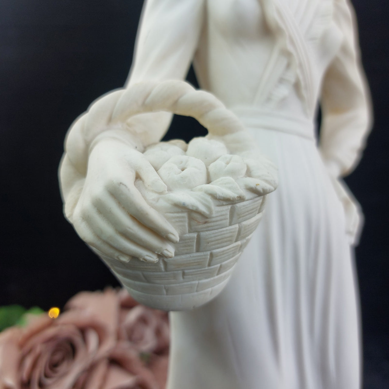 Studio Bessi G. Lady Figurine Signed Resin, Country, hat damaged 17" Tall deco.2