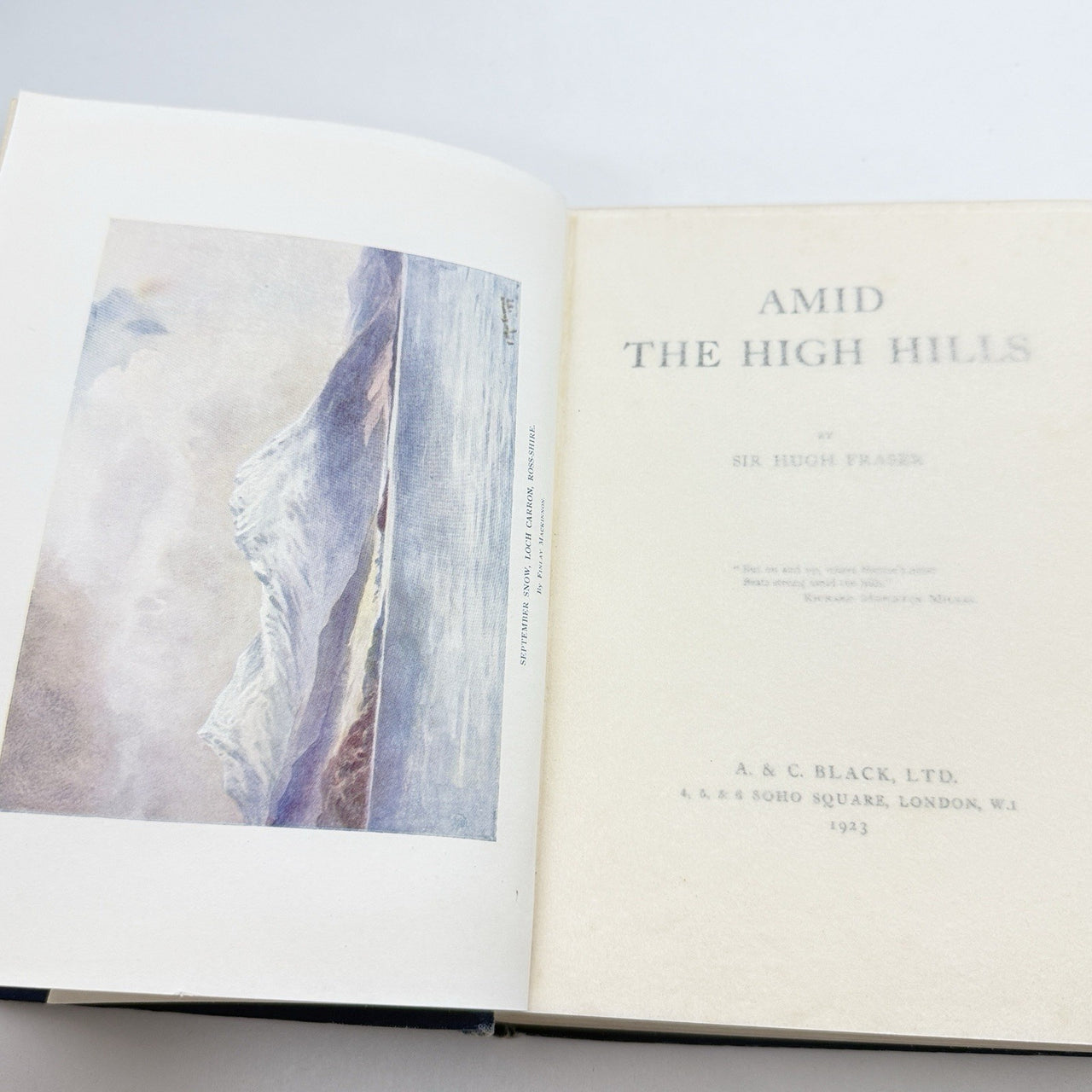 Antique Book Black 1923 Amid the High Hills by Hugh Fraser Illustrat 1st Edition7