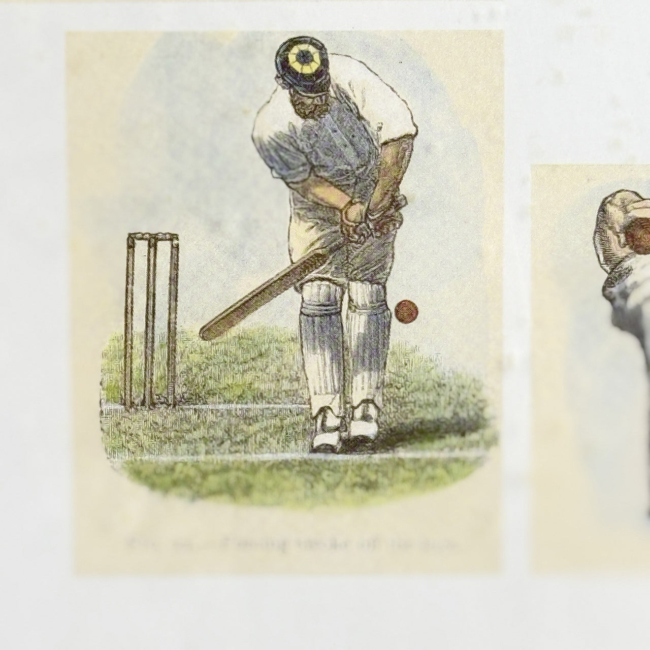 Lucien Davis Cricket Art Print Framed 19thC Illustrations Sport Scene Technique 8