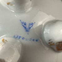 Thumbnail for 19th century antique Dresden Porcelain Vase Floral Tripod Legs 19th C Repaired12