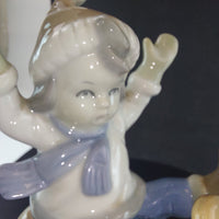 Thumbnail for Vintage German Porcelain Child on Sled Figurine Winter Scene Ornament 12cm8