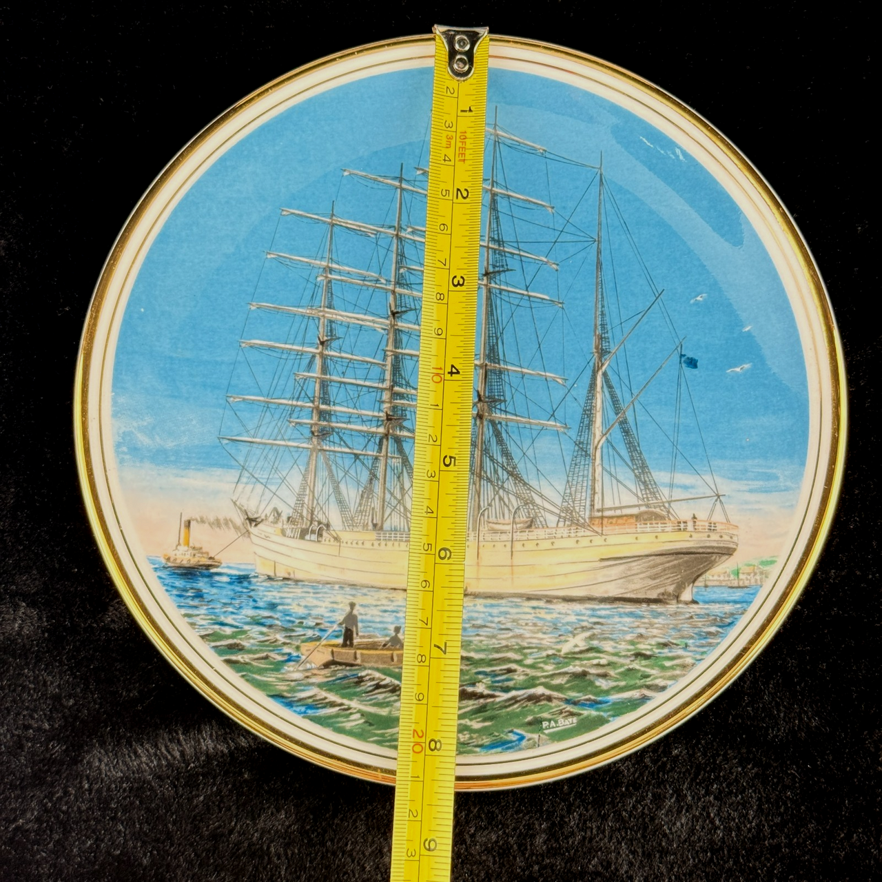 Edwardian China Bone Tall Ships Plate Set – France II & Herzogin Cecilie – P.A.1