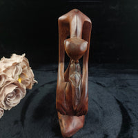 Thumbnail for Abstract Hand Carved Wood Kissing Couple Sculpture – worn base 11