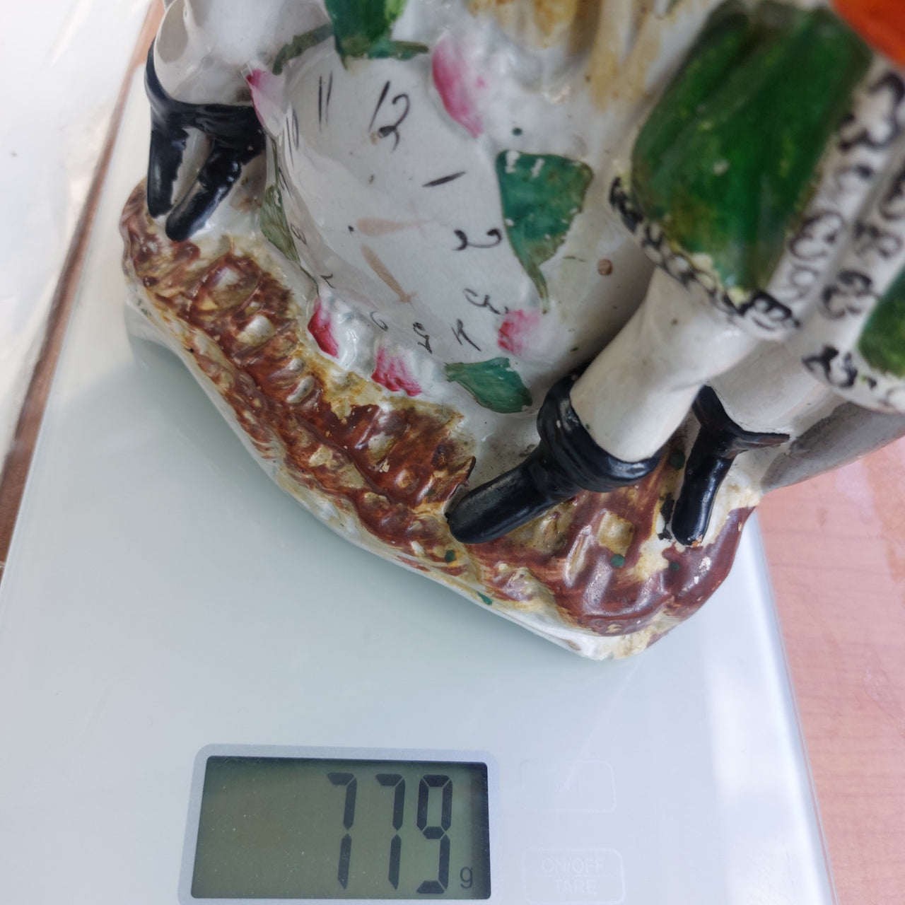 19th antique century Staffordshire Hunter Figurine Deer Antler 9" Clock see ear11