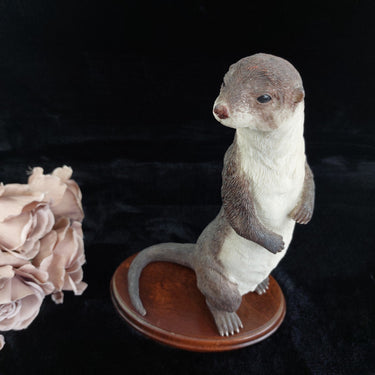 Large Standing Otter Wildlife Figurine 12in Handcrafted Wood Base Heavy 1615g1