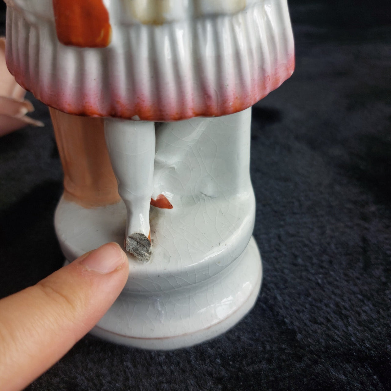 Antique Staffordshire Woman Figurine Paint Loss Damaged Leg 9.5"  4