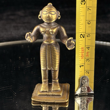 Antique Indian Brass Female Figure Of Radna 3.25” Handcrafted Tribal Folk Bengal1