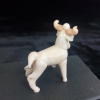 Thumbnail for Handmade Glass Ram Figurine Cream Horns Curled Animal Sculpture Good w/ Box   3