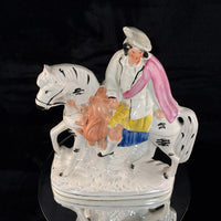 Thumbnail for 1800s Staffordshire Pottery Large Horse Rider Figure Hand Painted Antique seePic6