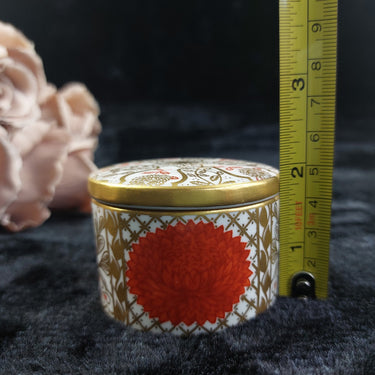 Abbeydale Imperial Good Bone China England Lidded Trinket Box Gold Red  2.5
