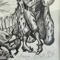Thumbnail for Original Signed & Dated Pen & Ink Drawing Framed Lions & Goats Folk Art Picture9