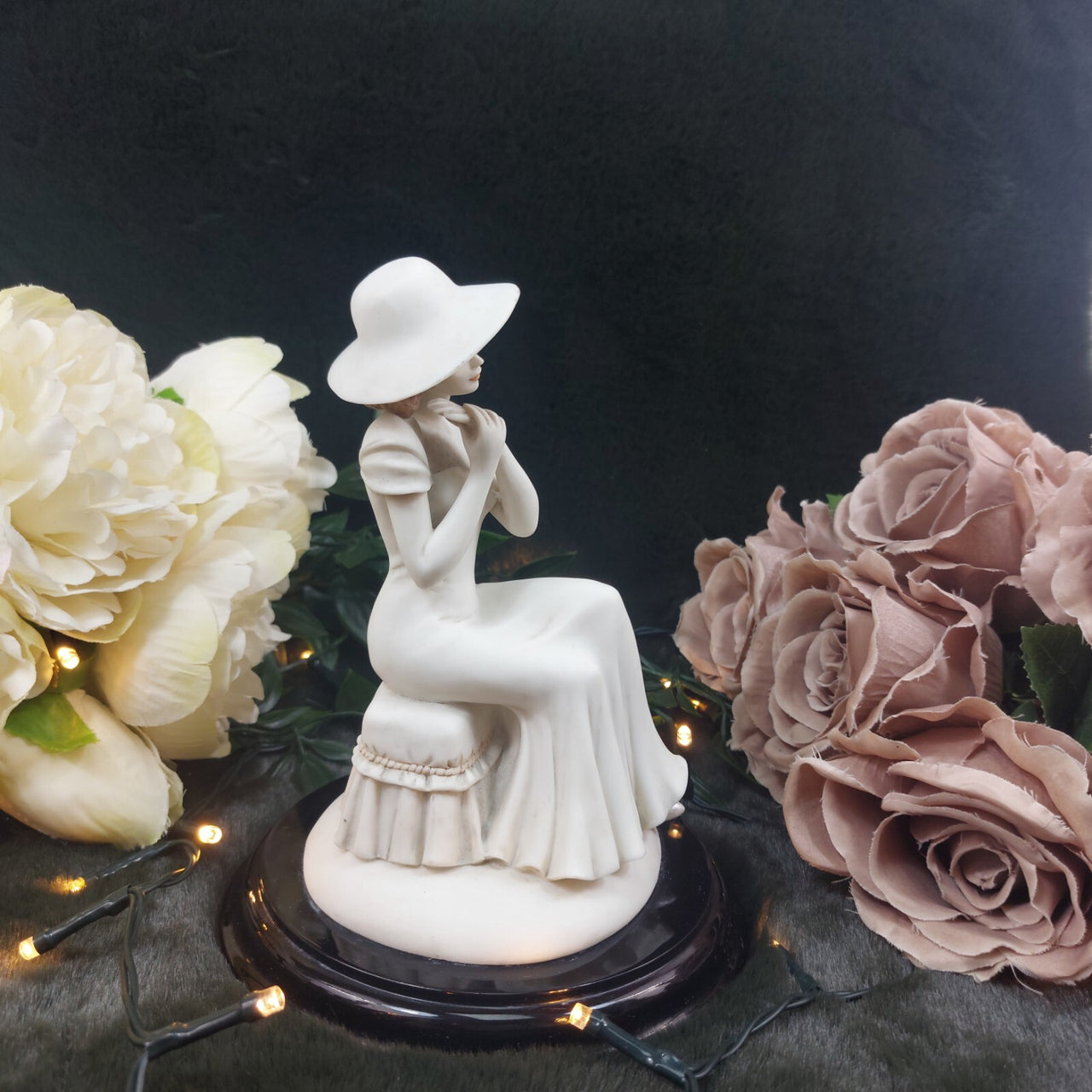 Collection Leonardo Figurine Annie Rowe Sitting  7.5" Lady in White Dress decor8