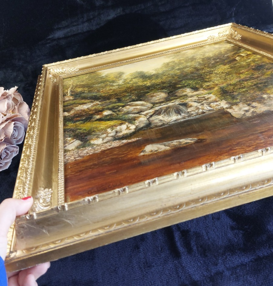 Andrew Welch oil RCA painting gold Framed Welsh Landscape 29"x25" Oil on Canvas18
