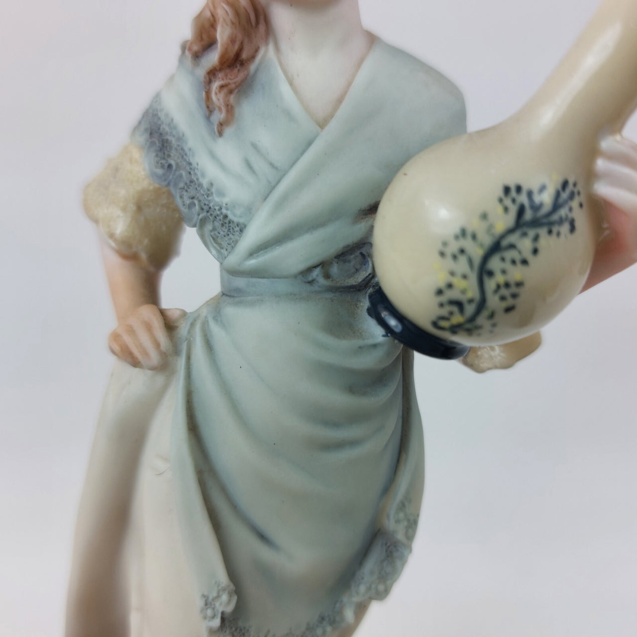 Signed A. Belcari Girl with Dog Vase Capodimonte Italian Porcelain 7" 1987 dec2