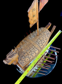 Thumbnail for Handmade Korean Turtle Ship Model Geobukseon War Boat Wood 15” Dragon Head Korea21