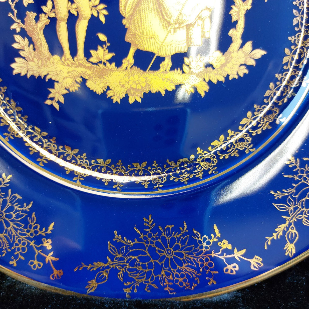 Limoges Royal Blue  Glaze & Decorative Plate  Miniature Porcelain  Wall 3 Plates19