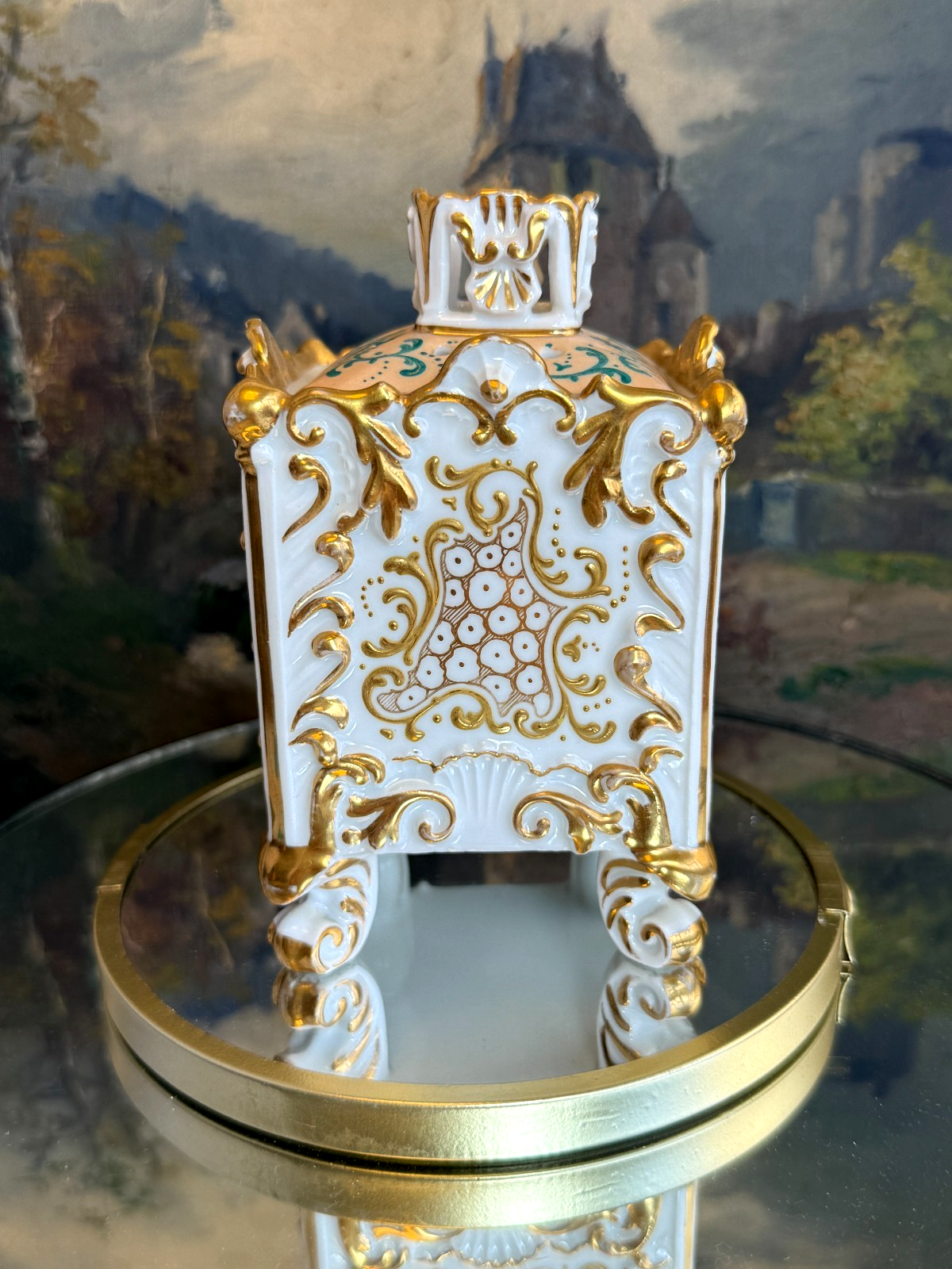 Rare Antique Porcelain Victorian Potpourri Jar /vase/ box German/Dresden Style19