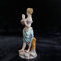 Thumbnail for German Porcelain Lady Figurine Holding Mask Flowered Dress Victorian Antique5