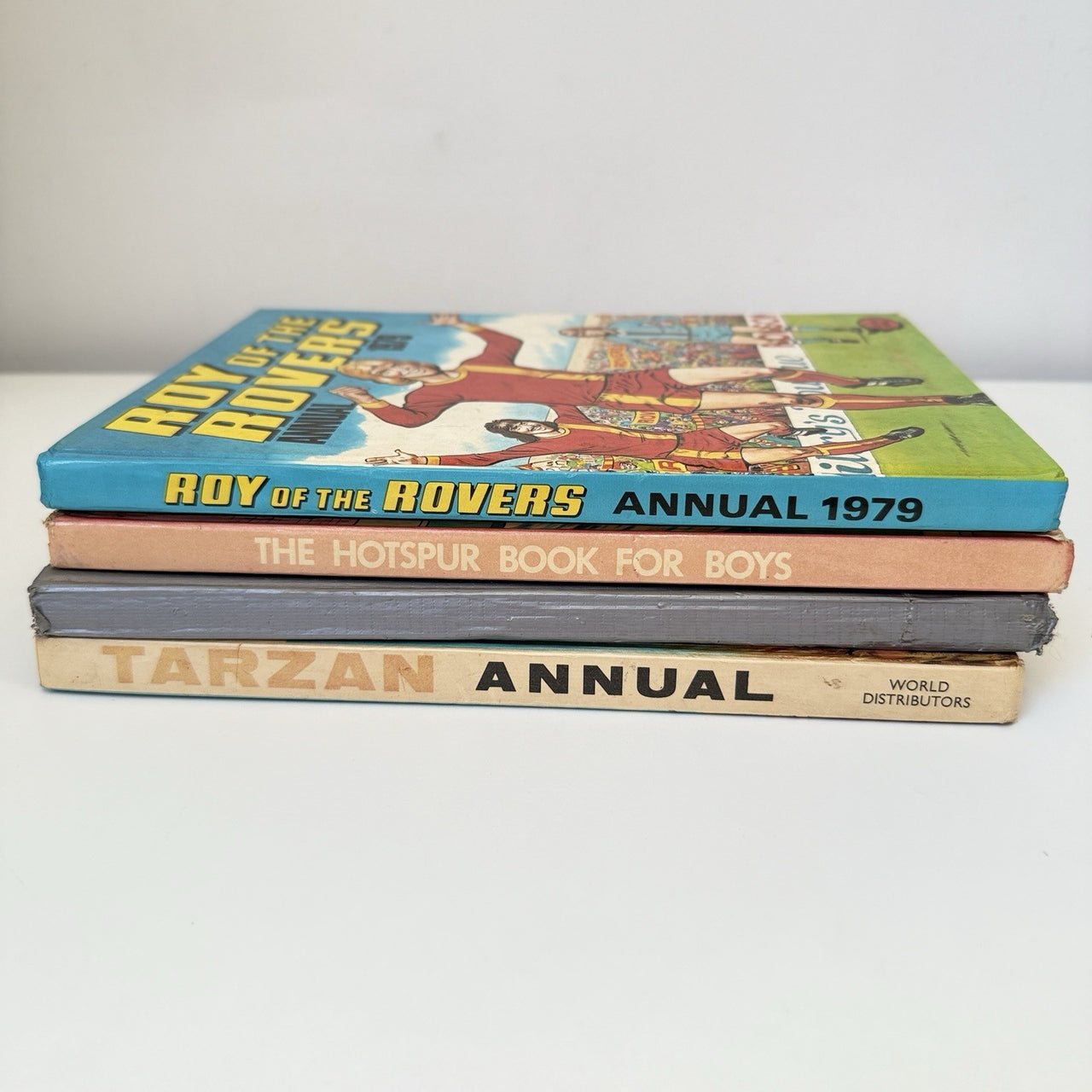 Set 4 Of Vintage Boys Annuals Roy Of The Rovers Tarzan Victor Hotspur 1970-19809