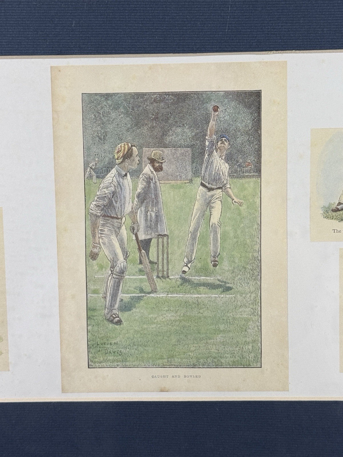 Lucien Davis Cricket Art Print Framed 19thC Illustrations Sport Scene Technique 2