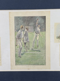 Thumbnail for Lucien Davis Cricket Art Print Framed 19thC Illustrations Sport Scene Technique 2