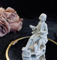 Thumbnail for Antique Figurine Bisque 4in Seated Man with Dog White Porcelain Worn & Damaged0