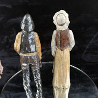 Thumbnail for Vintage  Signed by JR Art Pottery fisherman and wife clay figurine set of 2 Rare5
