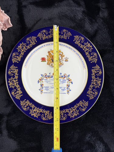 Rare Aynsley Royal Commemorative Plate prince Charles & Diana Wedding 1981 Gilt 1