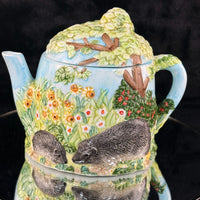 Thumbnail for Annie Village Rowe Collectables Teapot Hedgehog Garden Scene 731g Hand Painted6