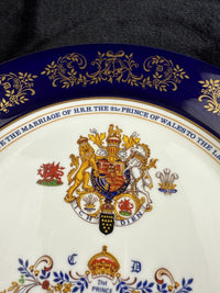 Thumbnail for Rare Aynsley Royal Commemorative Plate prince Charles & Diana Wedding 1981 Gilt 7