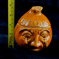 Thumbnail for Carlton Ware Head Onion Crying Face Preserve/Jam Pot with Lid - 'ONIONS' - 17655