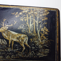Thumbnail for Black Lacquer Snuff Box Vintage – Gold Gilded Deer Scene,Russian  or  Japanese6
