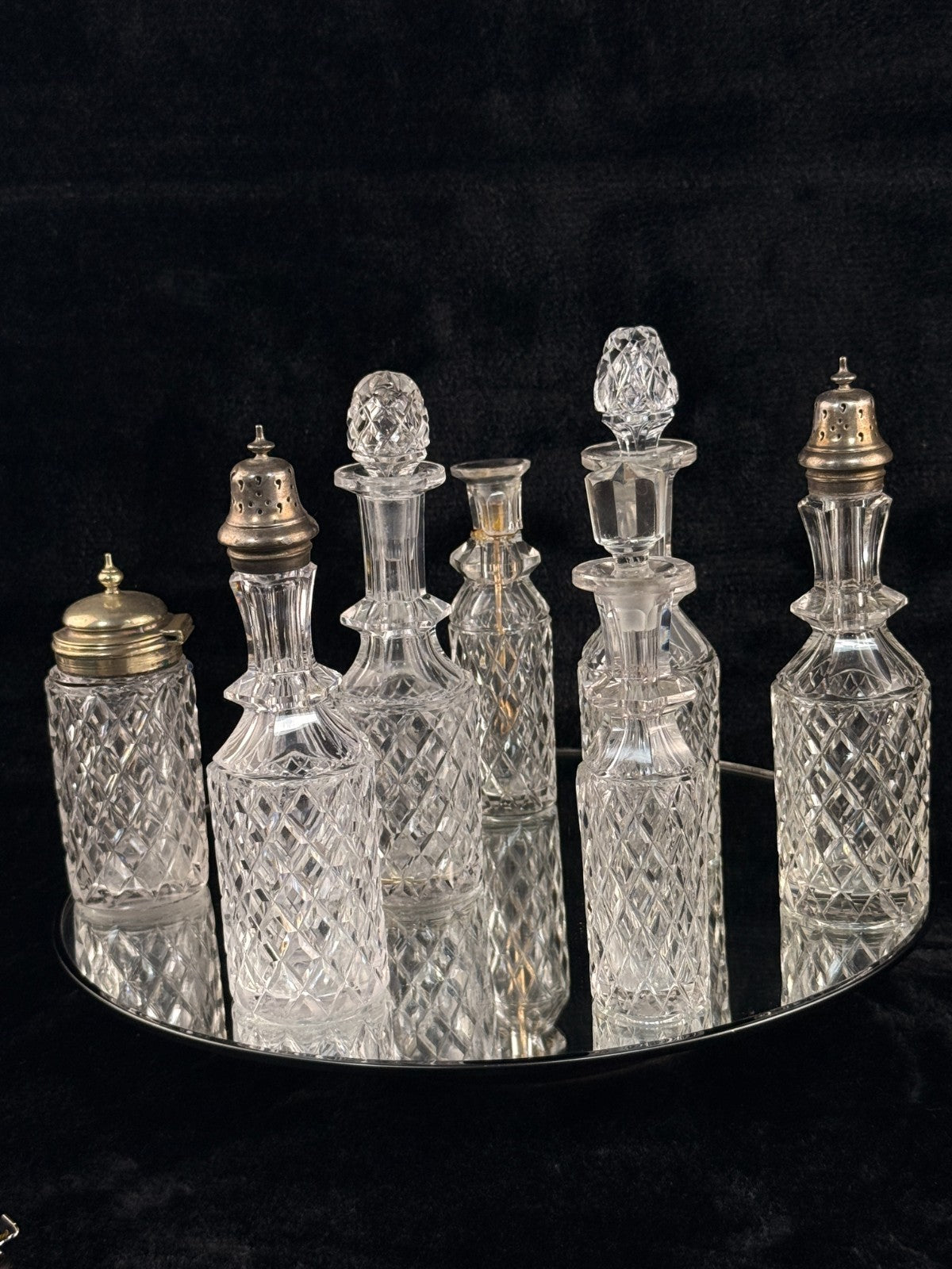 Antique Silver-Plated & Cut Glass Cruet Set SixBottle Castor with Stand Victoria3