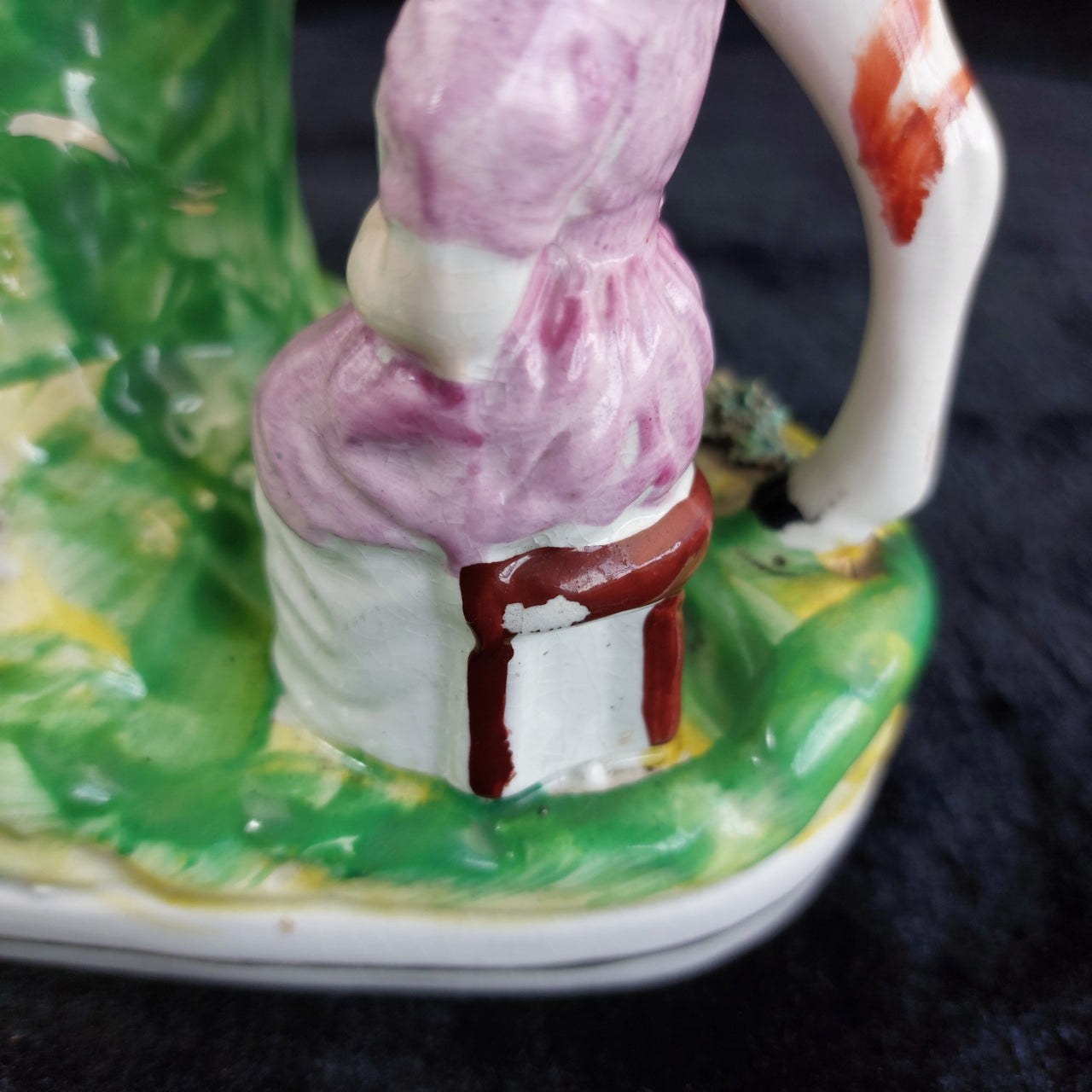 1800s Antique Staffordshire Cow Creamer Figurine 6.5" Milking fireplace decor5