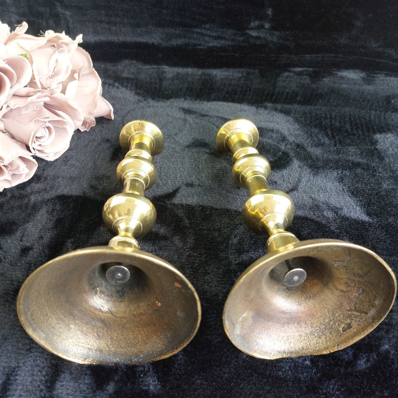 Elegant Design Antique Solid Brass Pair 9.5" Tapered Candlestick Holders 3