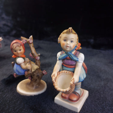 Goebel Hummel Figurines Damaged Girl with Basket & Tree Scene W. Germany1