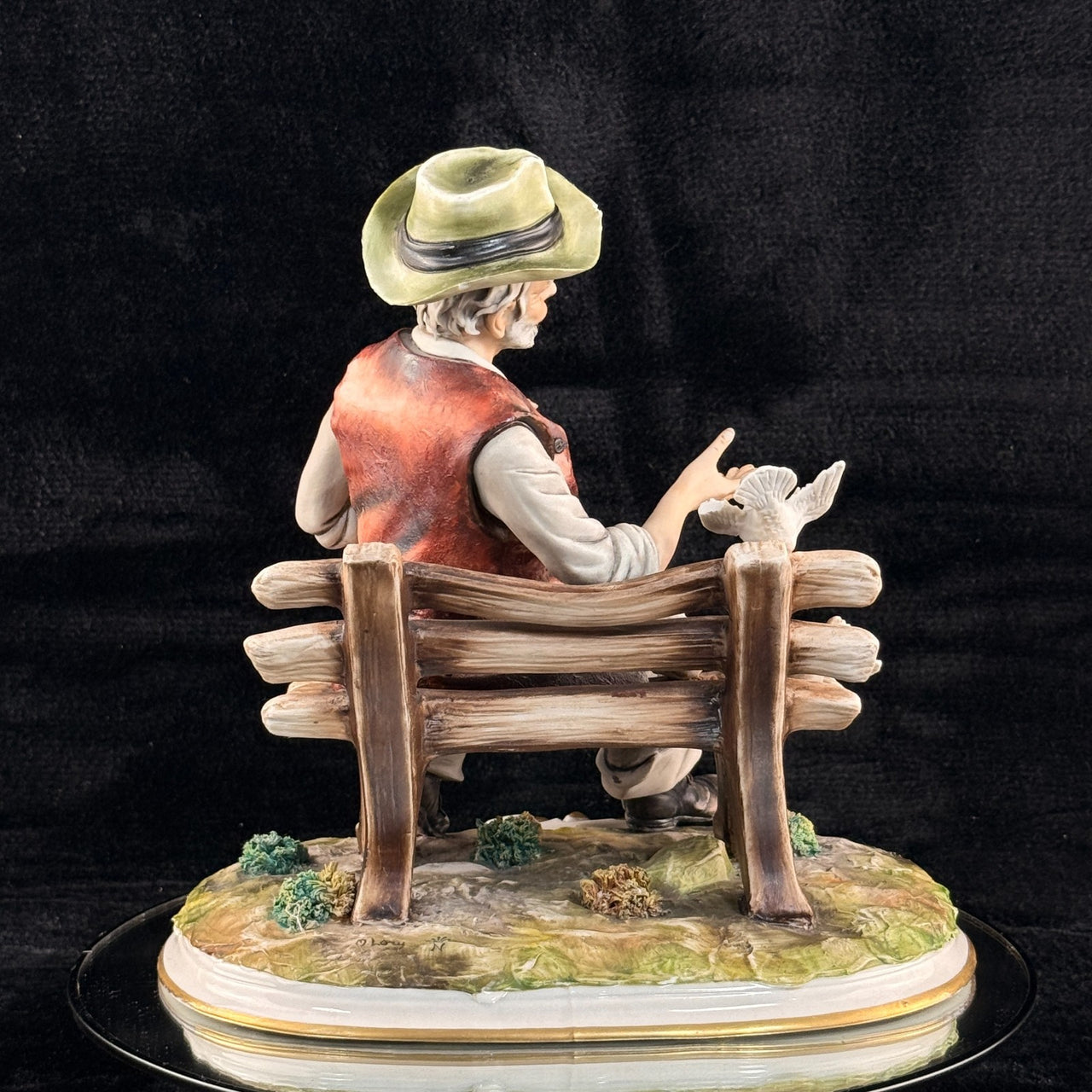 Capodimonte M. Figurine Lory Man With Doves – Signed – 13" Hand Painted bird see9