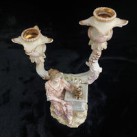 Thumbnail for Porcelain Sitzendorf Candelabra Lady Figurine candle Gold Gilt Antique German5
