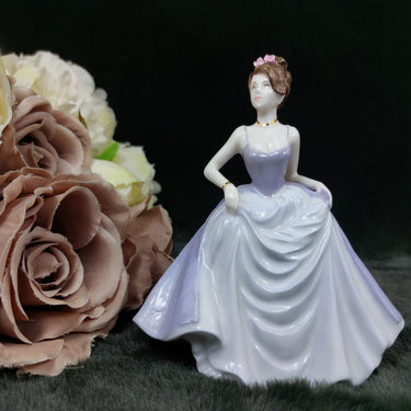 Good Coalport Luck English lady Porcelain by Jack Glynn purple mint condition 1