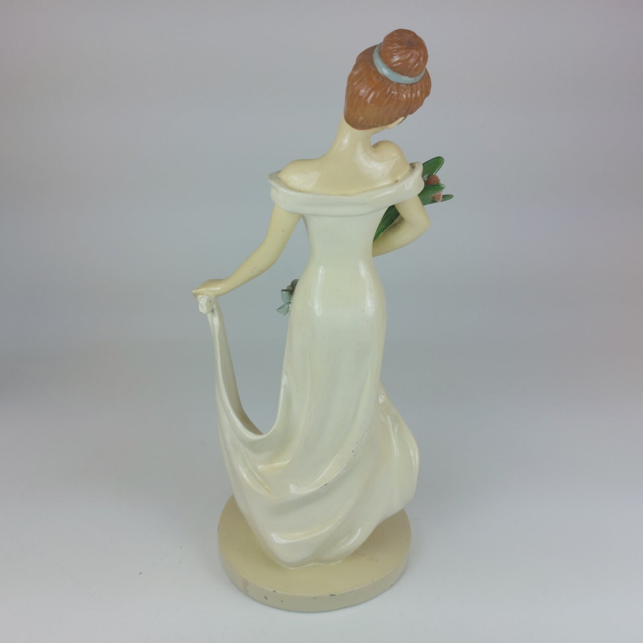 Rare Elegant Vintage Ceramic Figurine,  9" Lady with Flowers 5